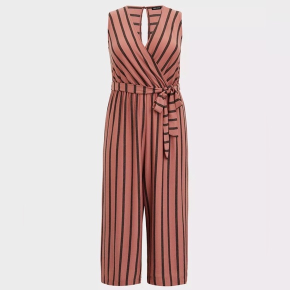 torrid Pants - Torrid Pink and Black Striped Jumpsuit